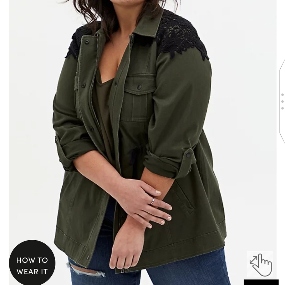 🆕OLIVE & BLACK LACE TWILL ANORAK